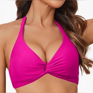 Women's Hot Pink Halter Bikini Top
